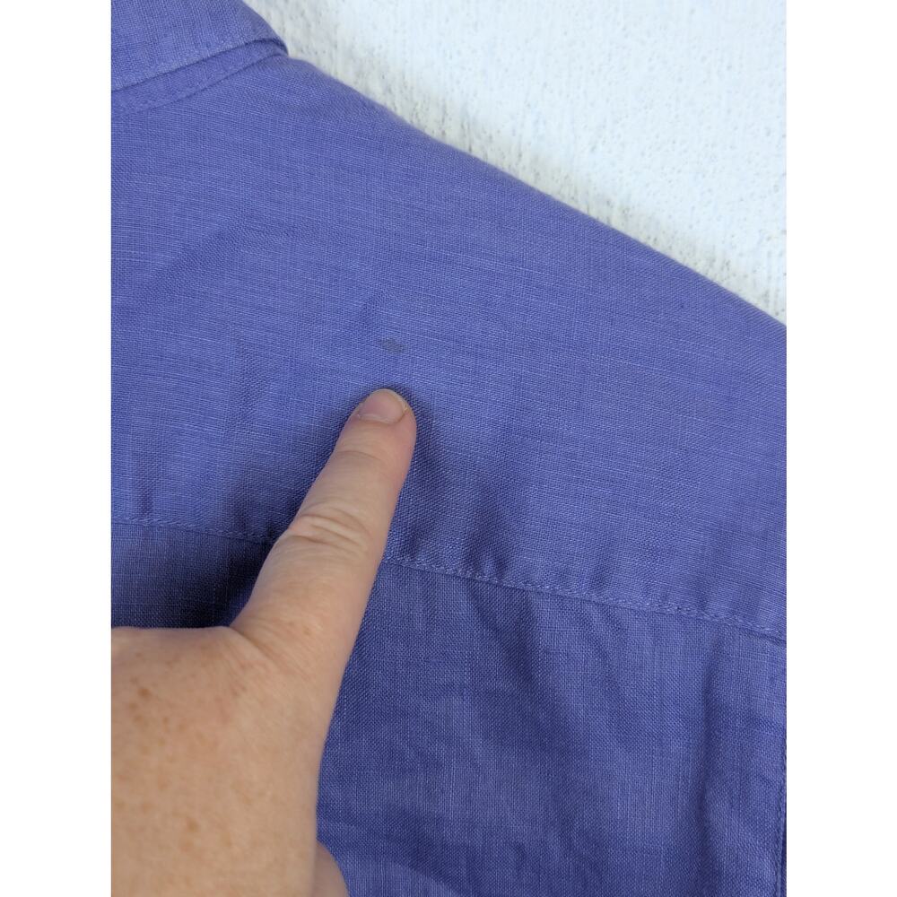 J Jill Love Linen Essential Shirt Button Up Blue Purple Classic Office Large - Picture 9 of 9